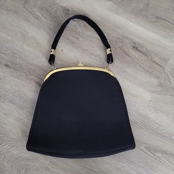 Vintage Black Clutch with Rhinestone trim - Picture 5 of 13